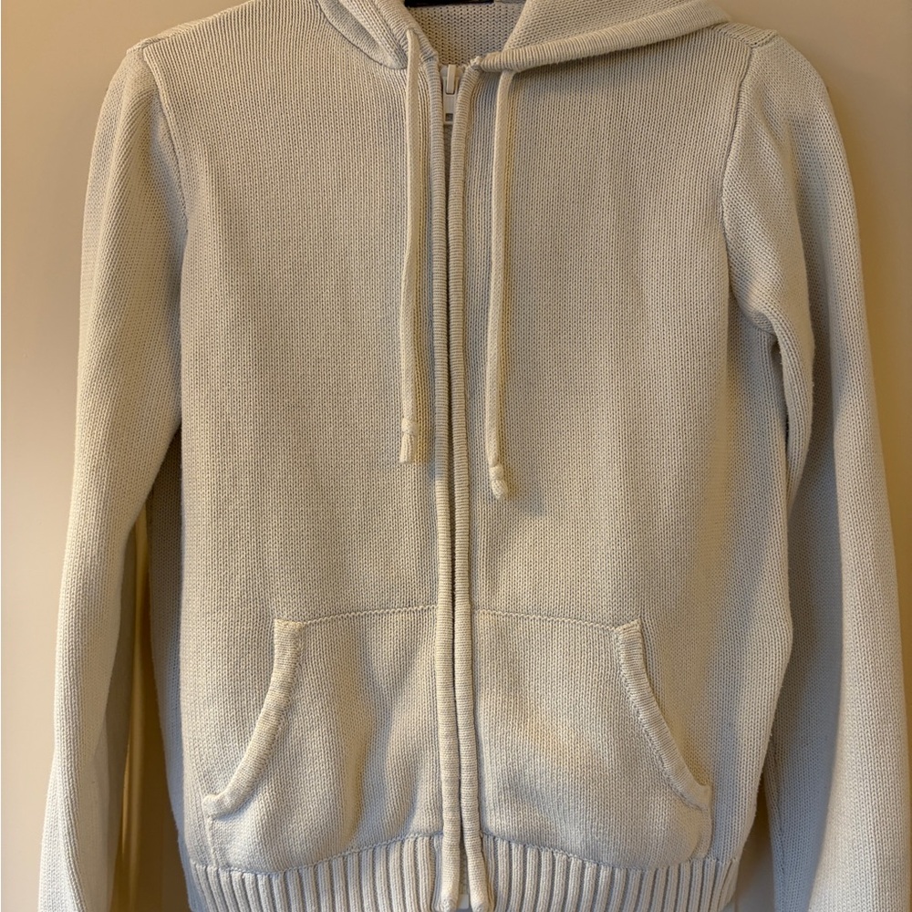 Brandy Melville Cream Knit Zip-Up